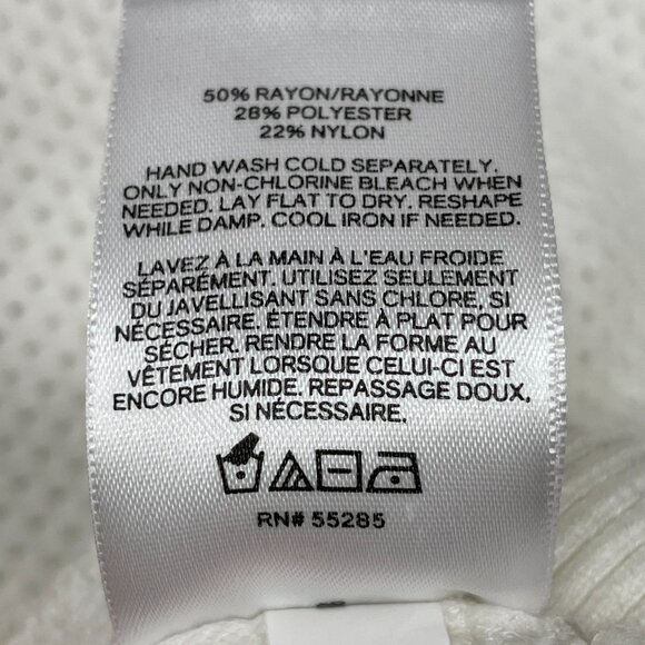 Express Batwing Sweater White Open Knit Women Size Small V-Neck Dolman Slouchy - Picture 10 of 11